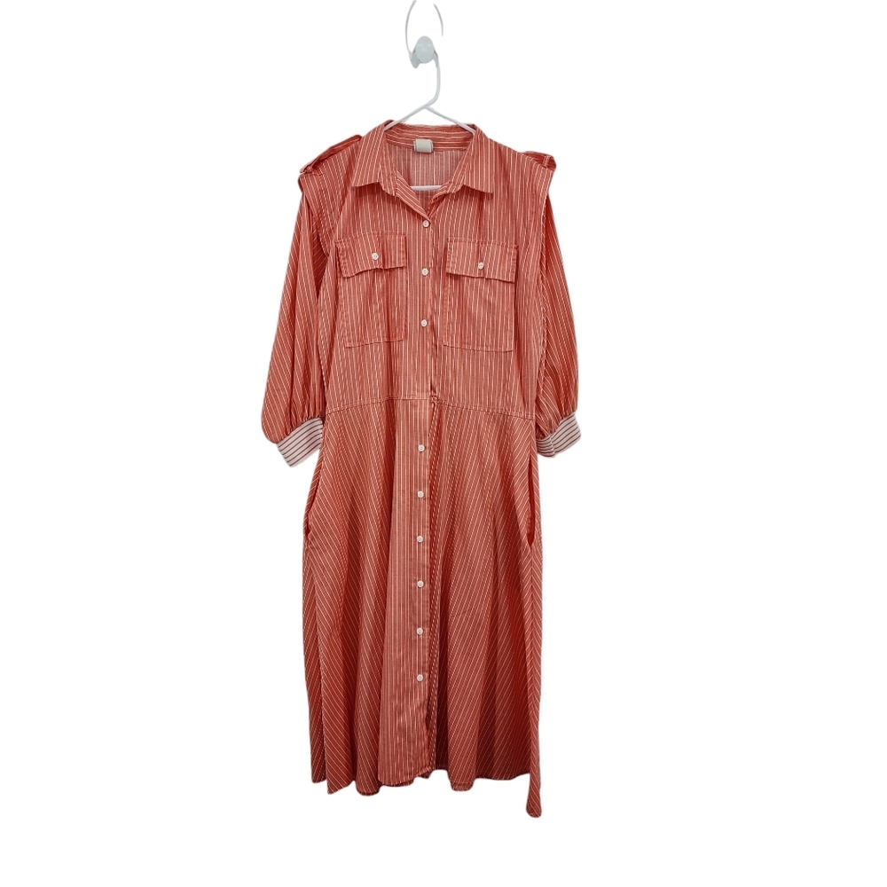 Miss Oops Womens Vintage Cotton Poly Stripes Pocket Shirt Dress  12